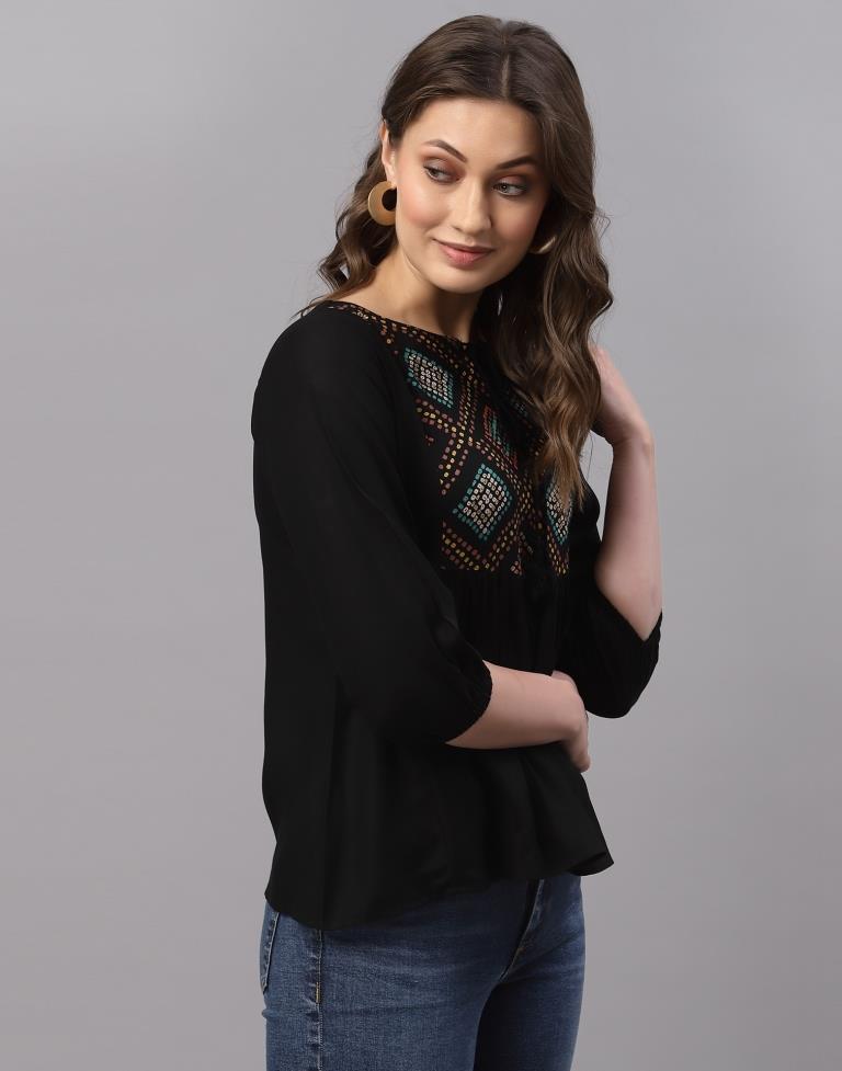Black Gathered Top | Sudathi