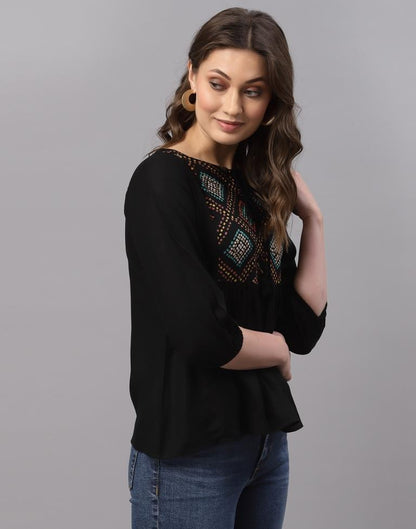 Black Gathered Top | Sudathi