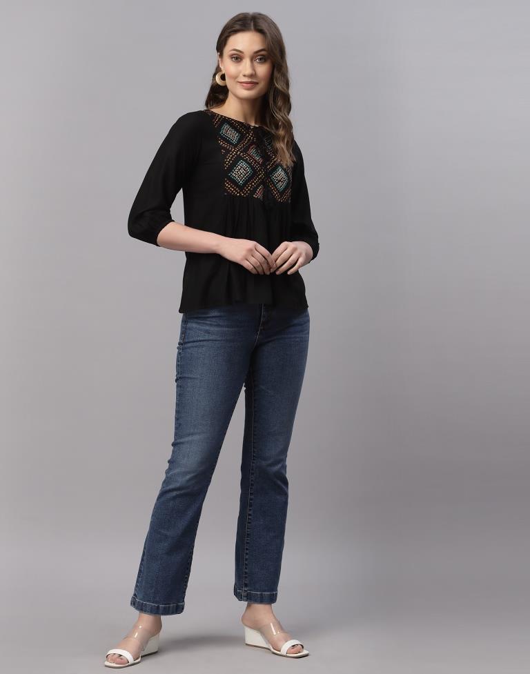 Black Gathered Top | Sudathi
