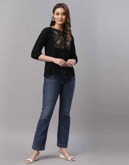 Black Gathered Top | Sudathi