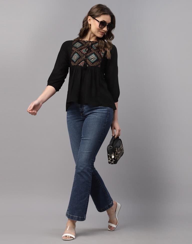 Black Gathered Top | Sudathi