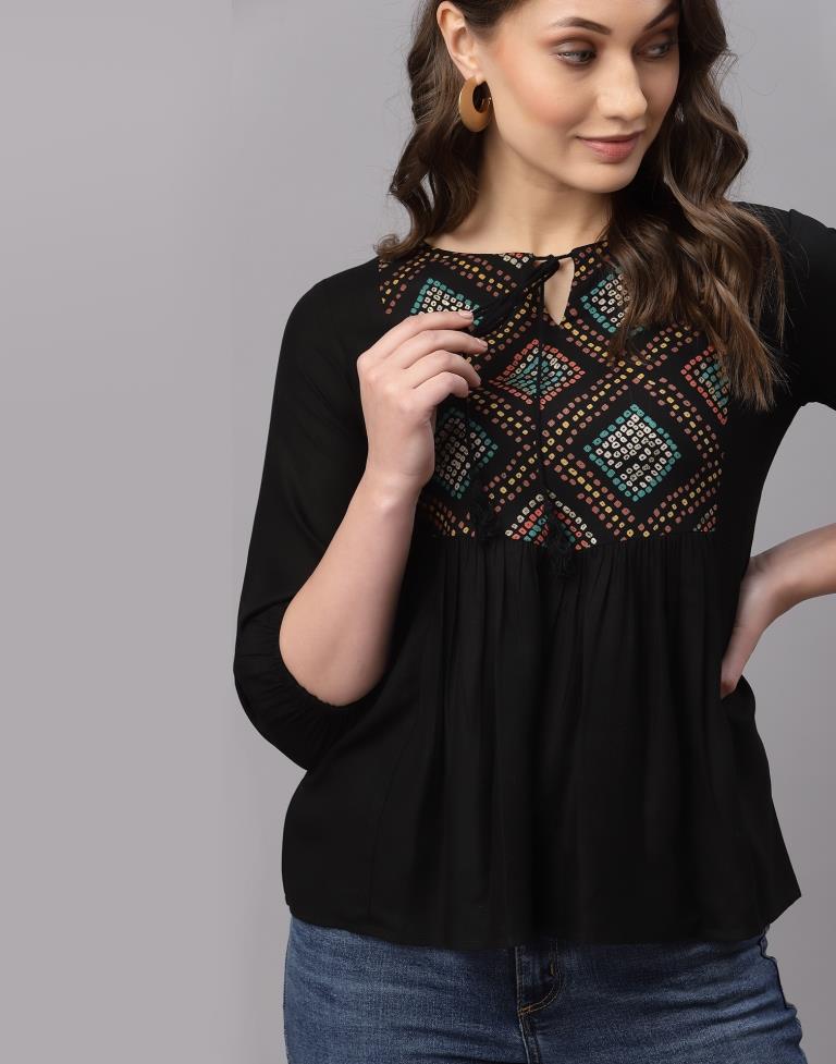 Black Gathered Top | Sudathi