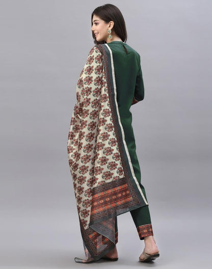 Bottle Green Kurti With Pant And Dupatta | Sudathi