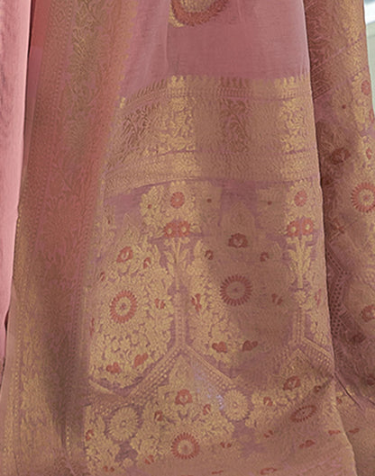 Light Pink Cotton Banarasi Saree | Leemboodi