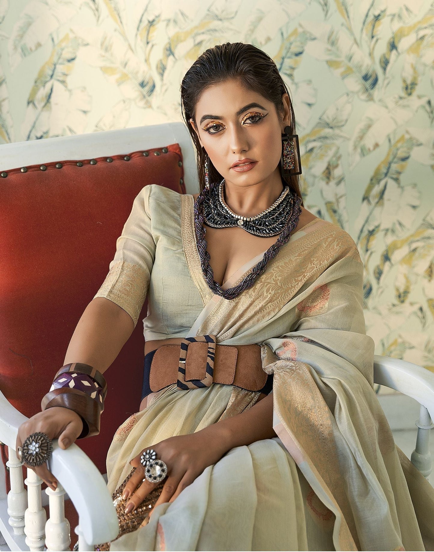 Light Pista Green Cotton Banarasi Saree | Leemboodi