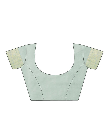 Light Pista Green Cotton Banarasi Saree | Leemboodi