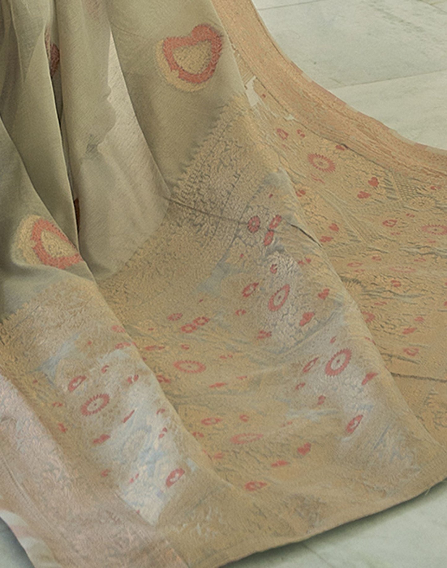 Light Pista Green Cotton Banarasi Saree | Leemboodi