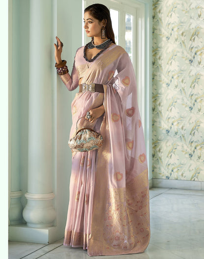 Light Purple Cotton Banarasi Saree | Leemboodi