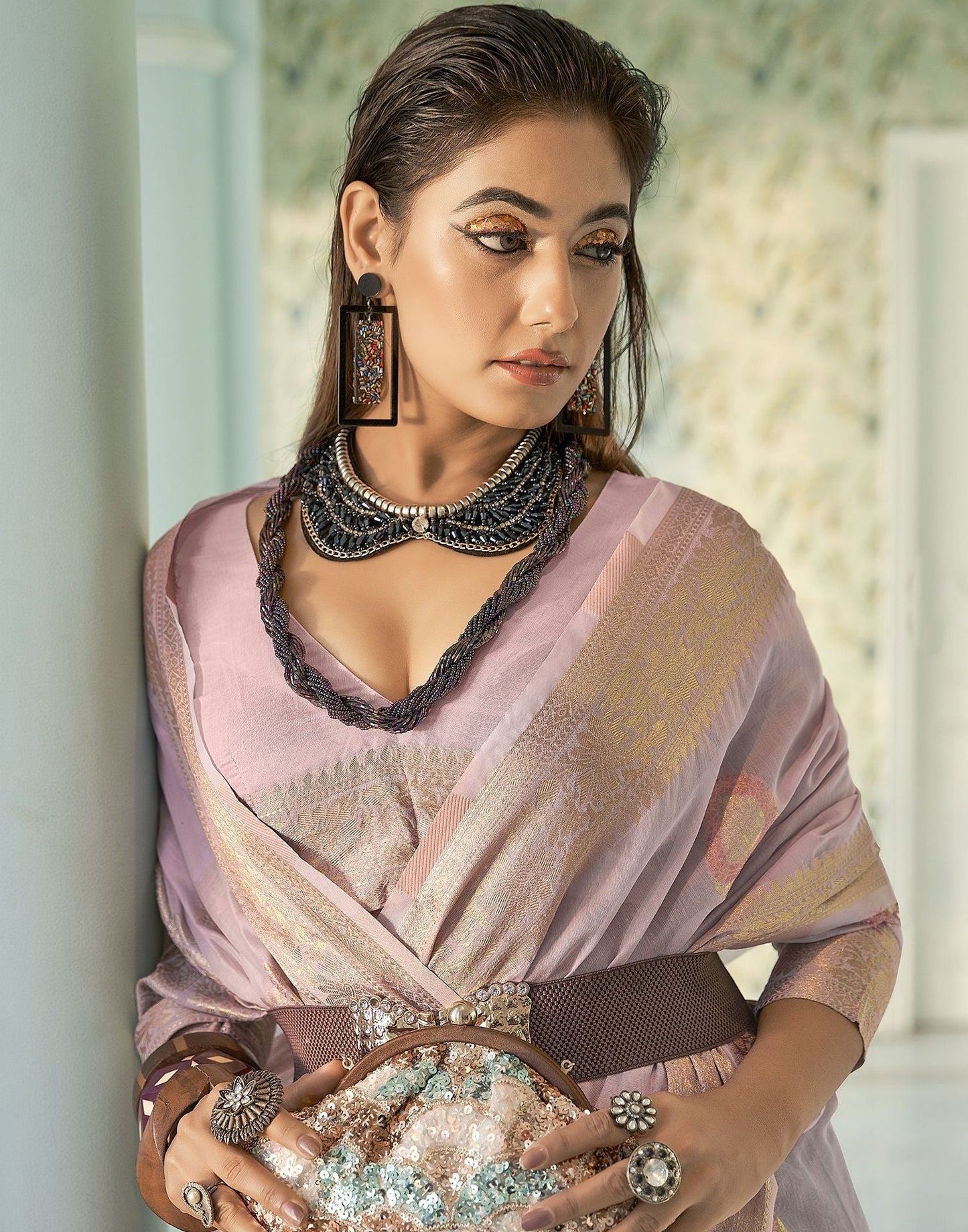 Light Purple Cotton Banarasi Saree | Leemboodi