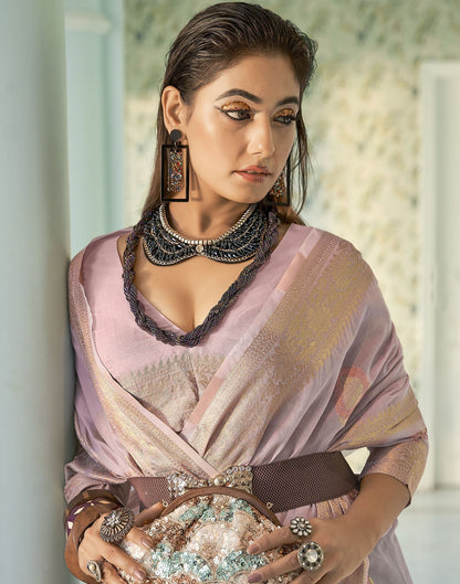 Light Purple Cotton Banarasi Saree | Leemboodi