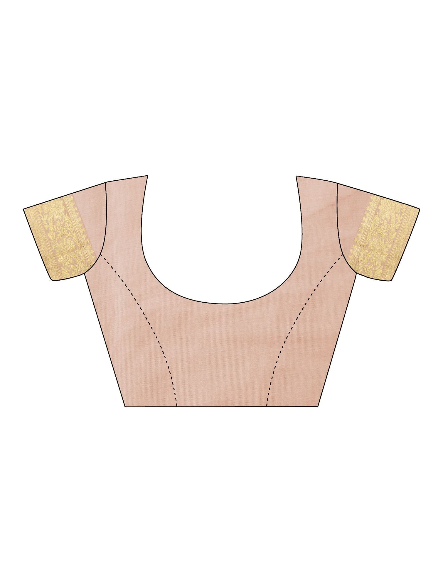 Light Beige Cotton Banarasi Saree | Leemboodi