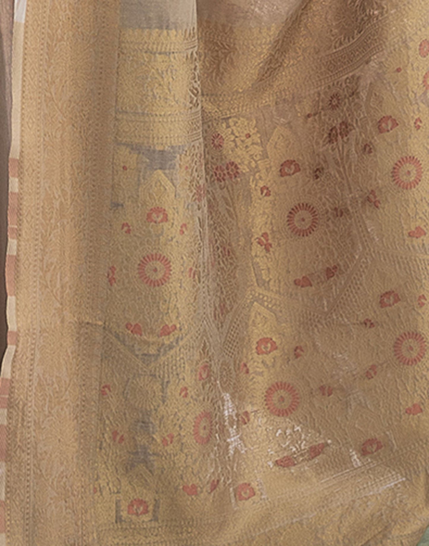Light Beige Cotton Banarasi Saree | Leemboodi