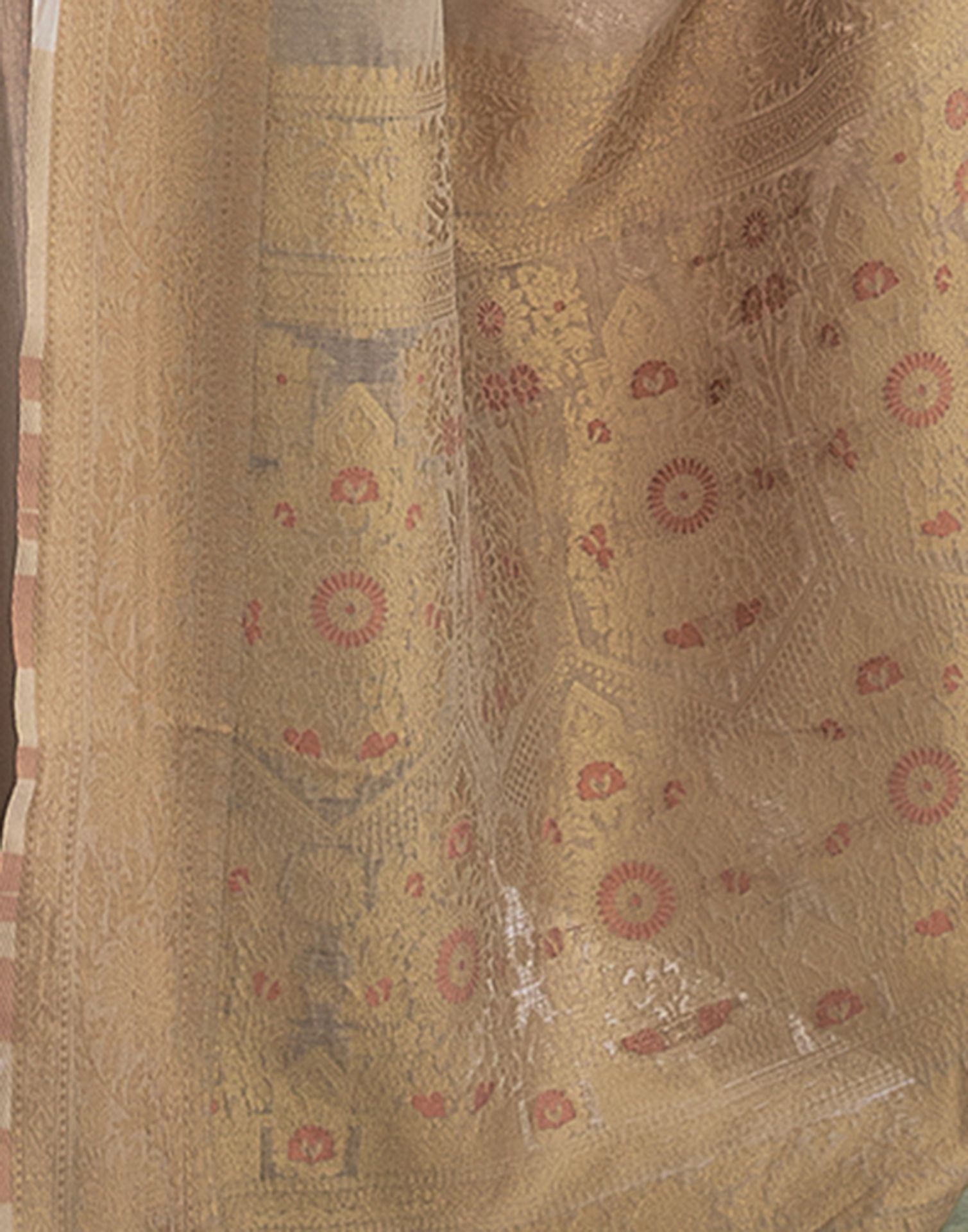 Light Beige Cotton Banarasi Saree | Leemboodi