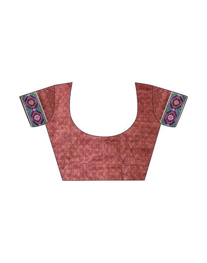 Brown Cotton Digital Printed Saree With Tassel | Leemboodi