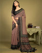 Peach Cotton Digital Printed Saree With Tassel | Leemboodi