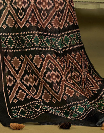 Peach Cotton Digital Printed Saree With Tassel | Leemboodi