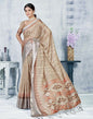 Light Brown Silk Digital Printed Saree With Tassel | Leemboodi