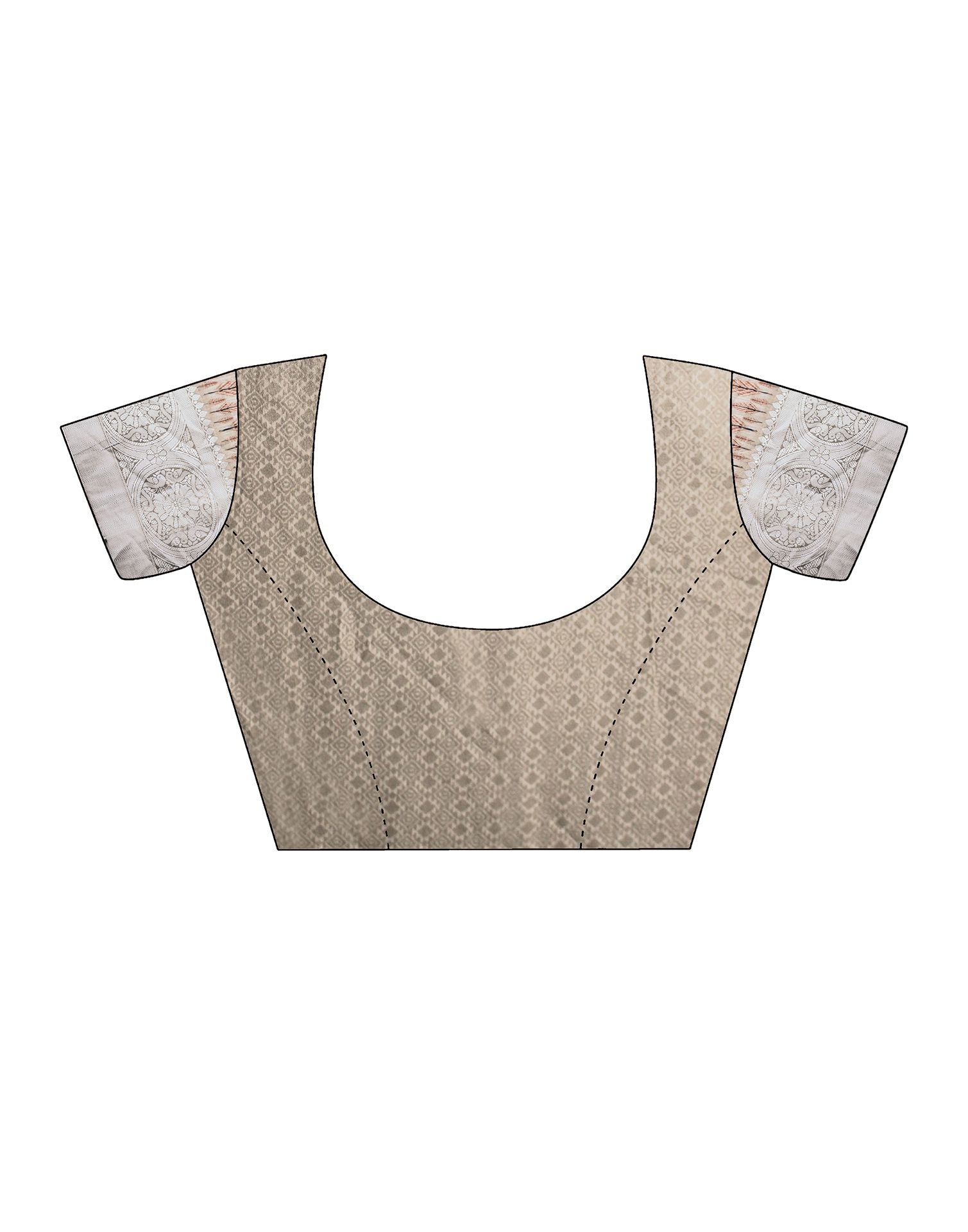 Light Brown Silk Digital Printed Saree With Tassel | Leemboodi