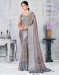 Grey Silk Digital Printed Saree With Tassel | Leemboodi