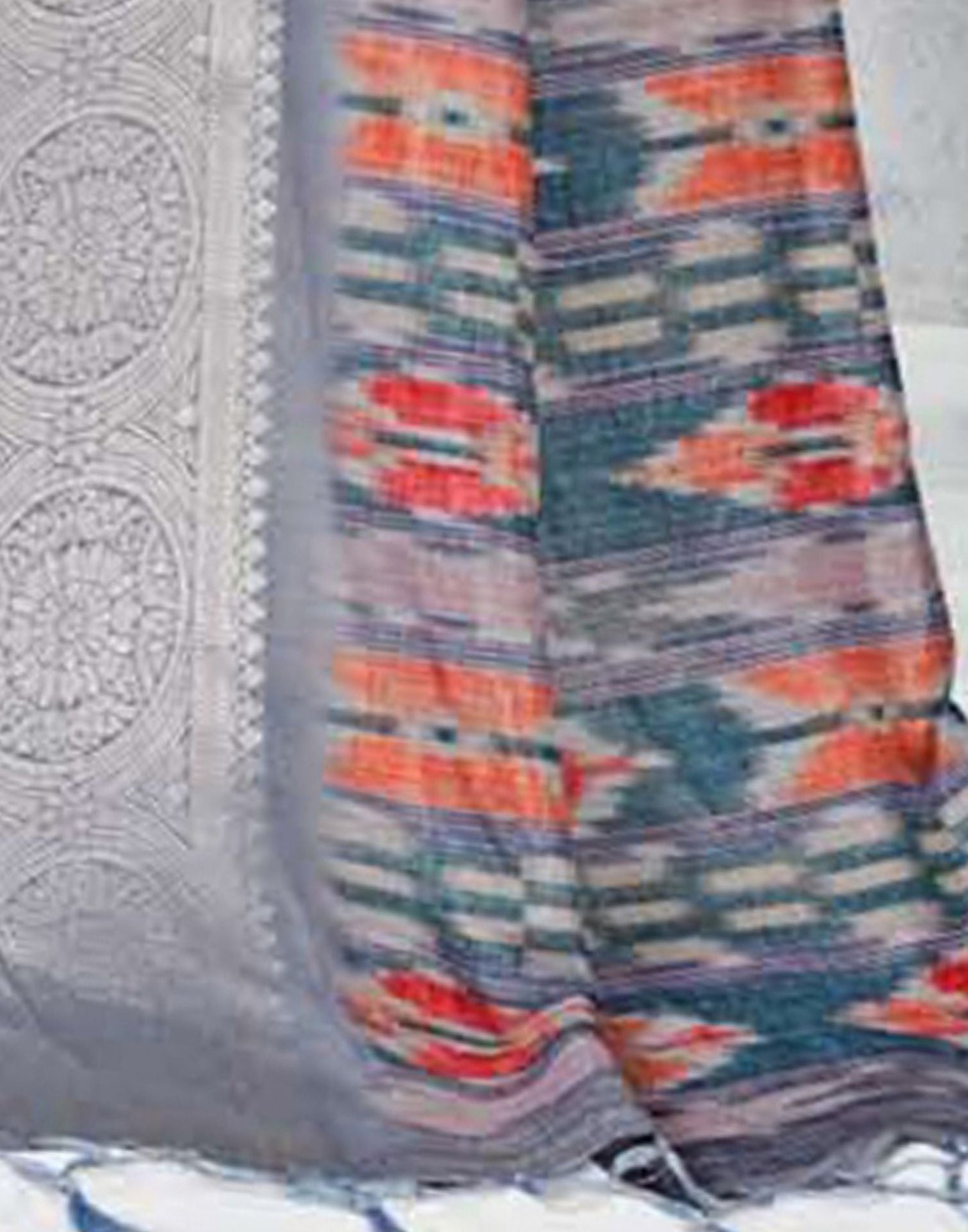 Grey Silk Digital Printed Saree With Tassel | Leemboodi