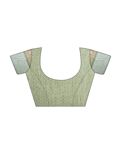 Olive Green Silk Digital Printed Saree With Tassel | Leemboodi