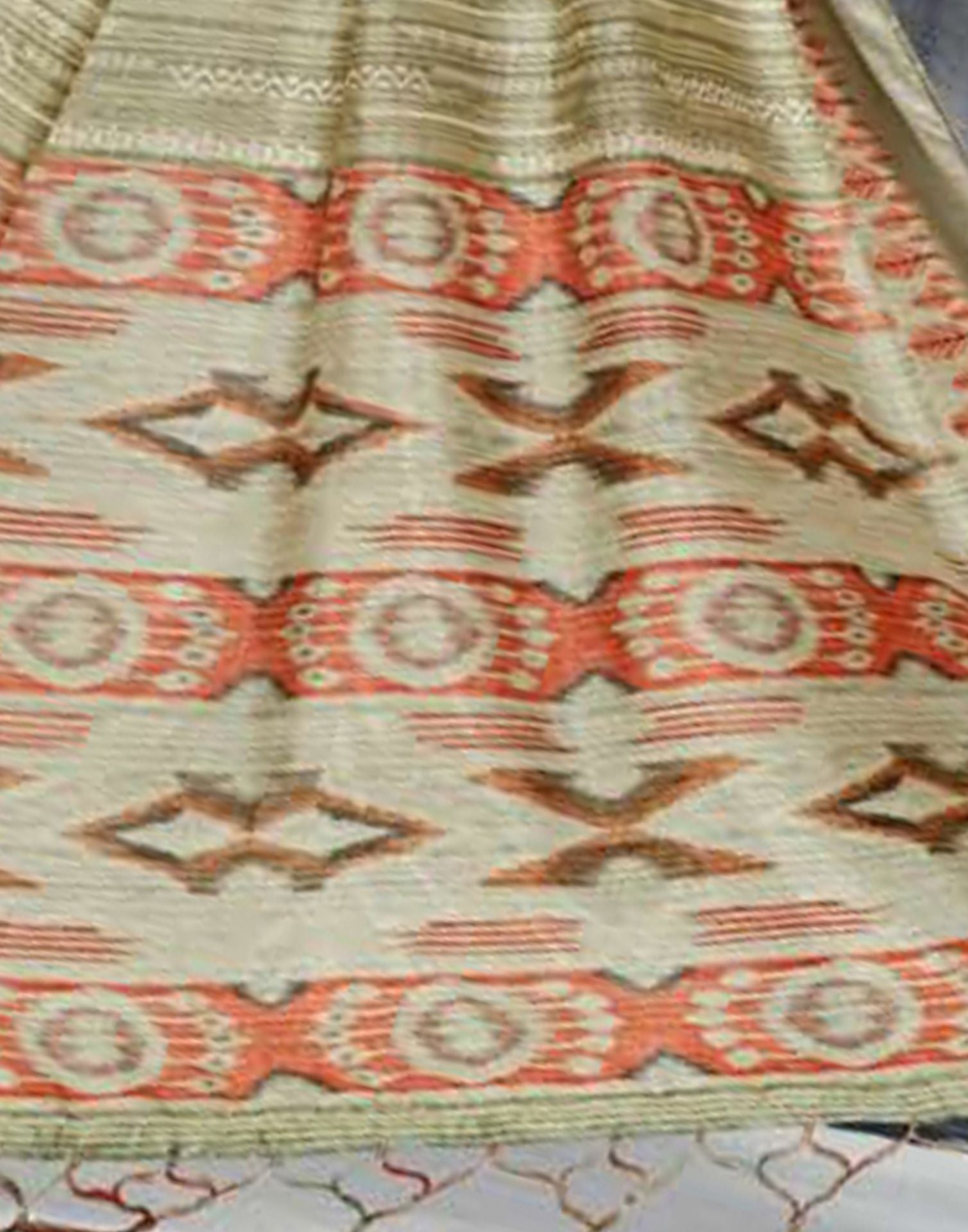 Olive Green Silk Digital Printed Saree With Tassel | Leemboodi