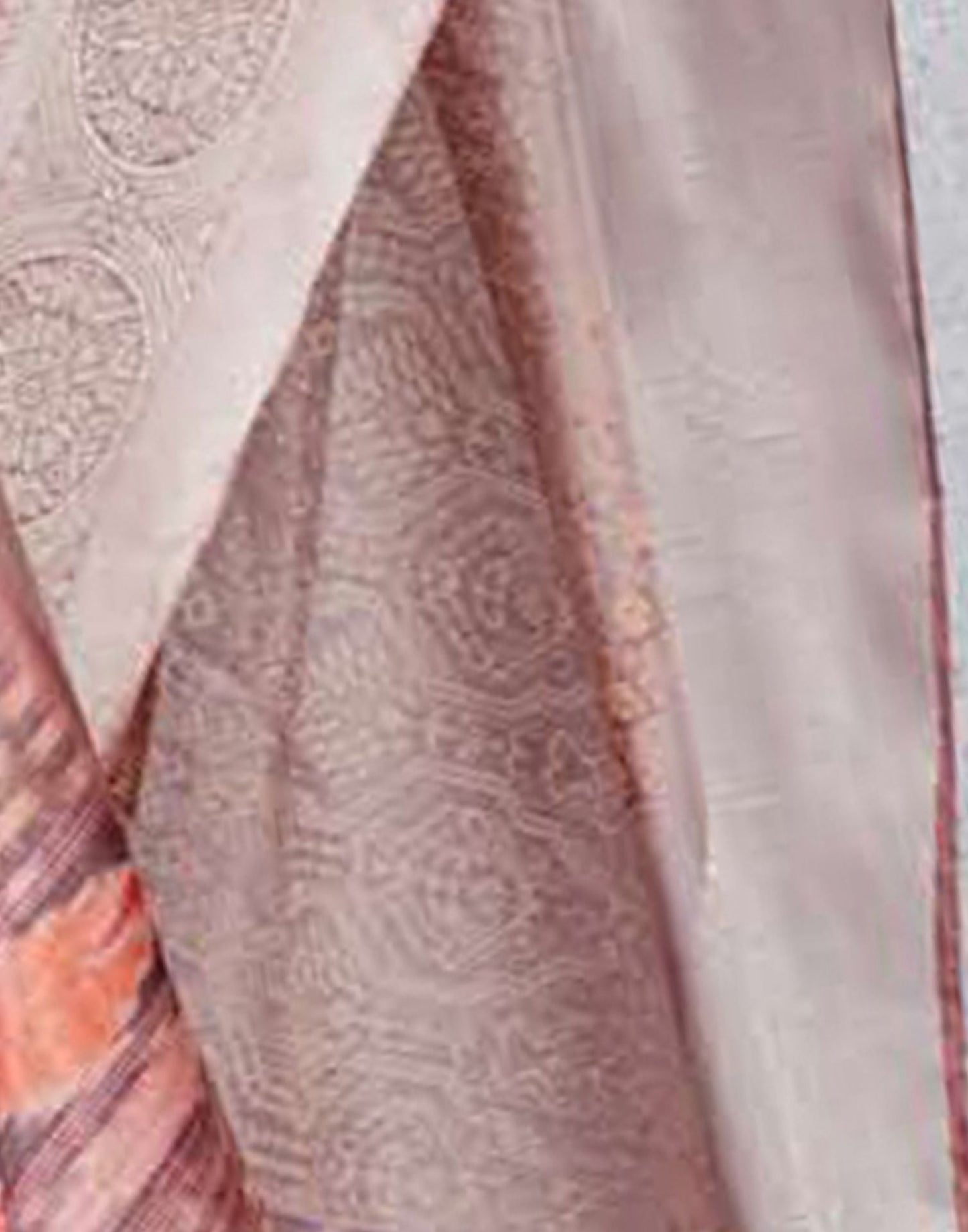 Light Pink Silk Digital Printed Saree With Tassel | Leemboodi