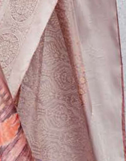 Light Pink Silk Digital Printed Saree With Tassel | Leemboodi