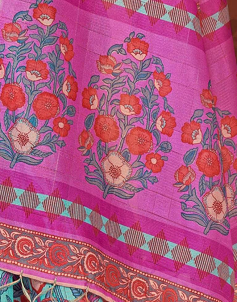 Light Blue Printed Cotton Saree