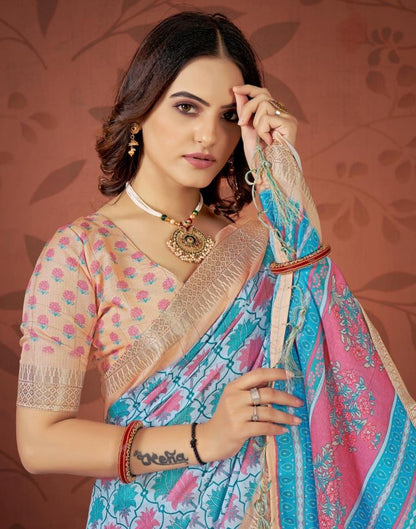 Multicoloured Printed Cotton Saree