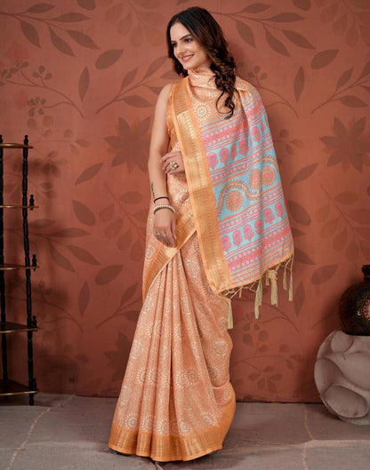 Multicoloured Printed Cotton Saree