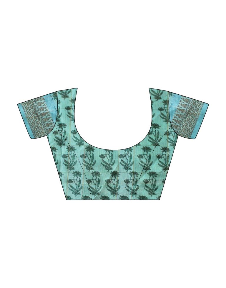Sky Blue Printed Cotton Saree