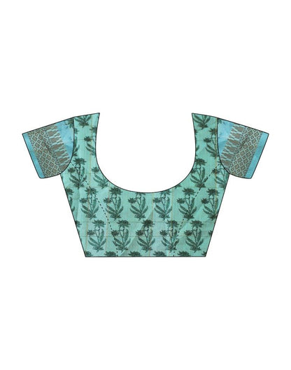 Sky Blue Printed Cotton Saree