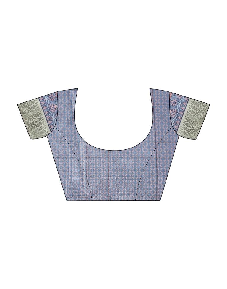 Light Pink Printed Cotton Saree