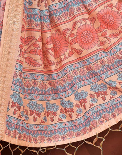 Light Pink Printed Cotton Saree