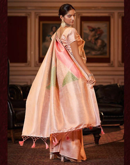 Light Pink Silk Digital Printed Saree With Tassel | Leemboodi