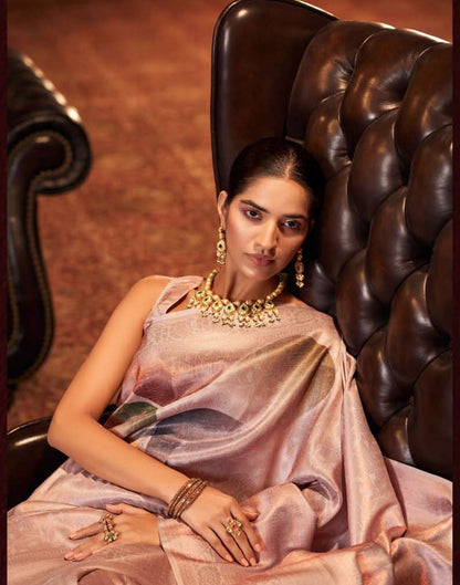 Dusy Pink Silk Digital Printed Saree With Tassel | Leemboodi