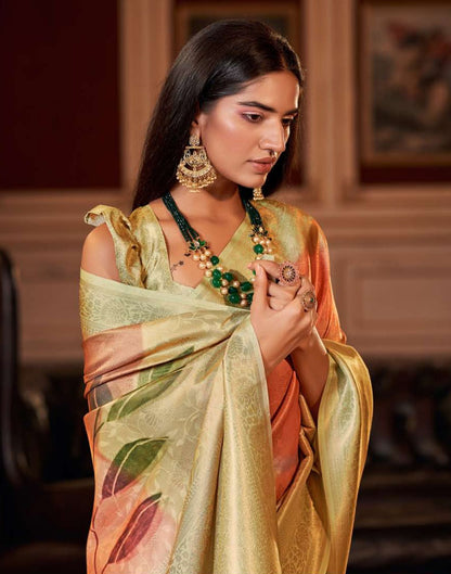 Pista Green Silk Digital Printed Saree With Tassel | Leemboodi