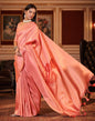Pink Silk Digital Printed Saree With Tassel | Leemboodi