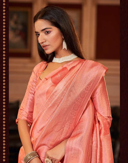 Pink Silk Digital Printed Saree With Tassel | Leemboodi