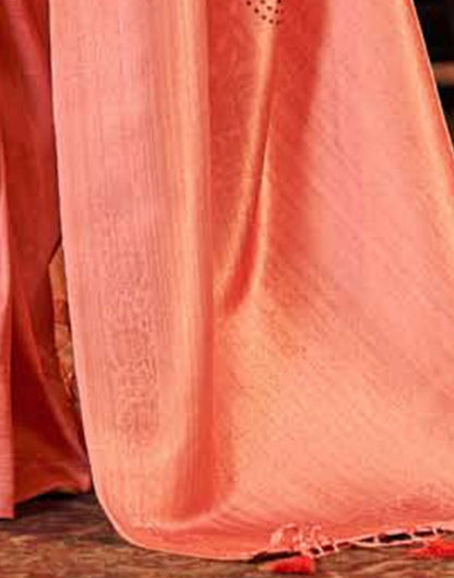 Pink Silk Digital Printed Saree With Tassel | Leemboodi