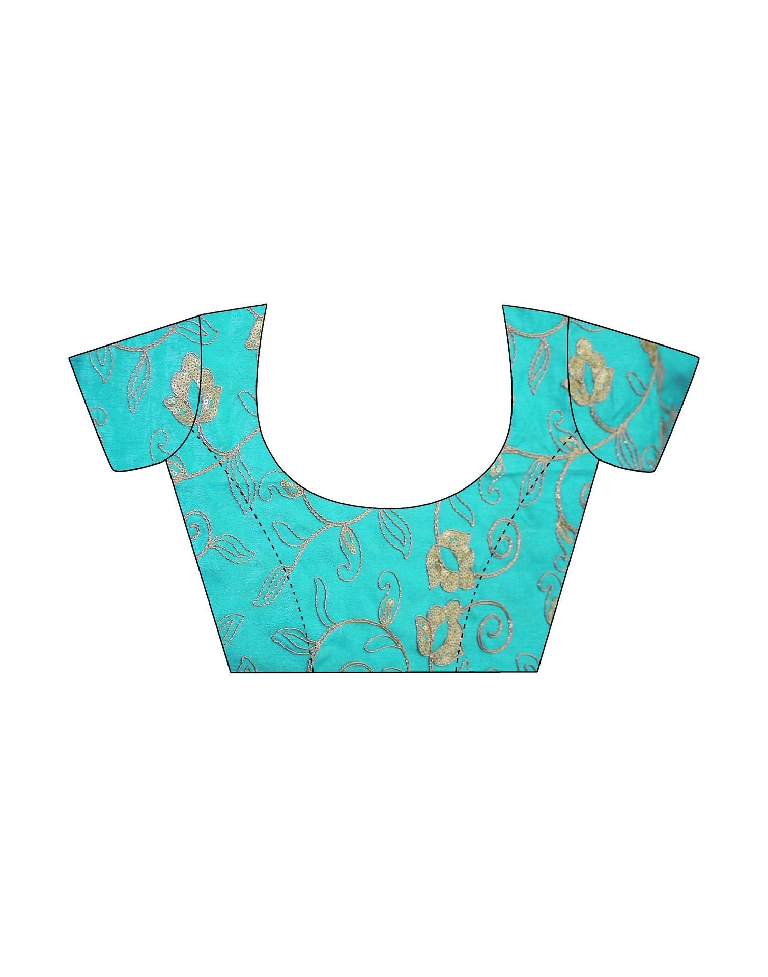 Turquoise Chiffon Foil Printed Bandhani Saree | Leemboodi