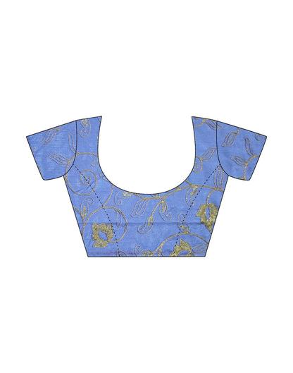 Blue Chiffon Foil Printed Bandhani Saree | Leemboodi