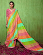 Multicoloured Chiffon Foil Printed Bandhani Saree | Leemboodi
