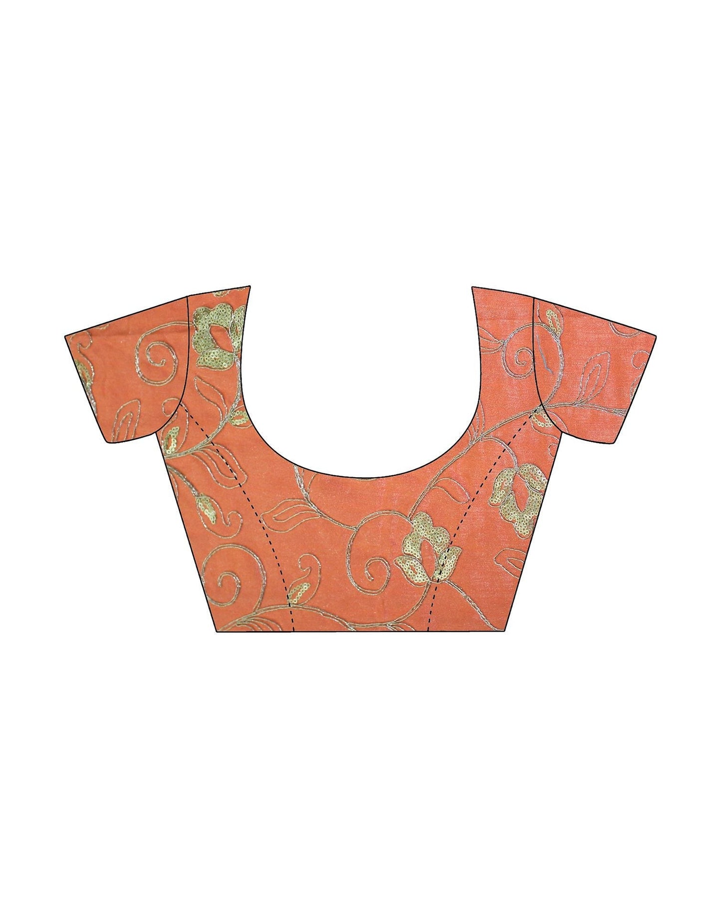 Light Orange Chiffon Foil Printed Bandhani Saree | Leemboodi