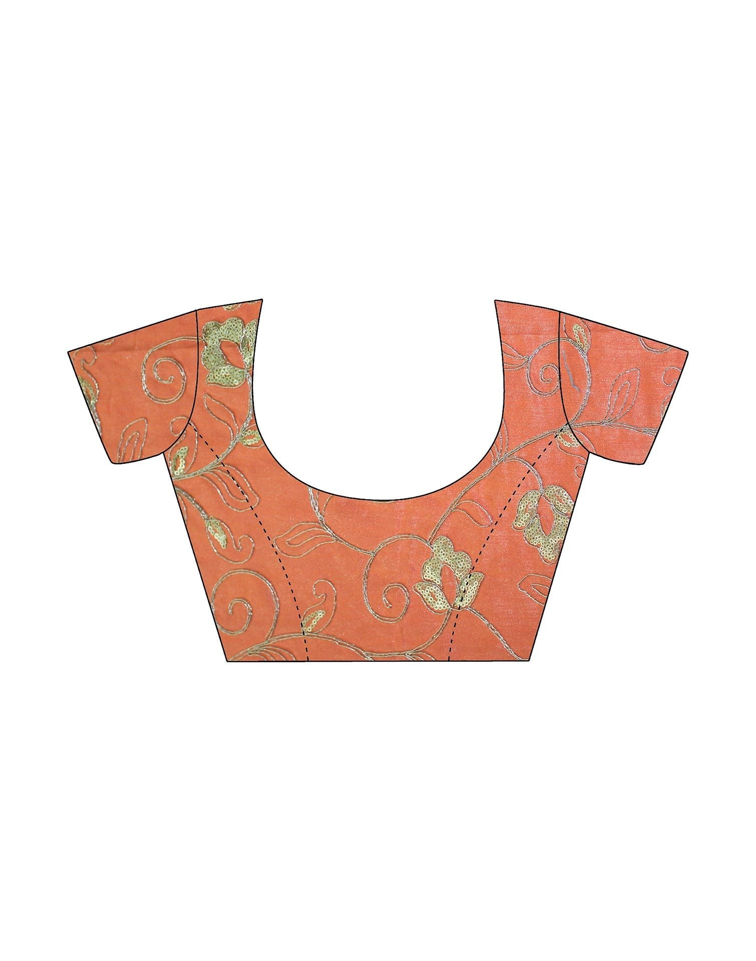 Light Orange Chiffon Foil Printed Bandhani Saree | Leemboodi