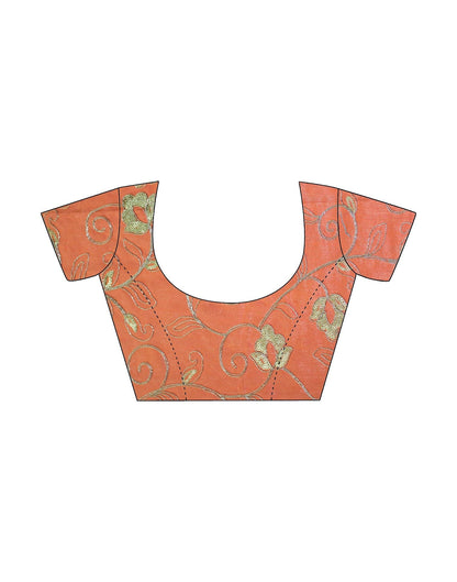 Light Orange Chiffon Foil Printed Bandhani Saree | Leemboodi