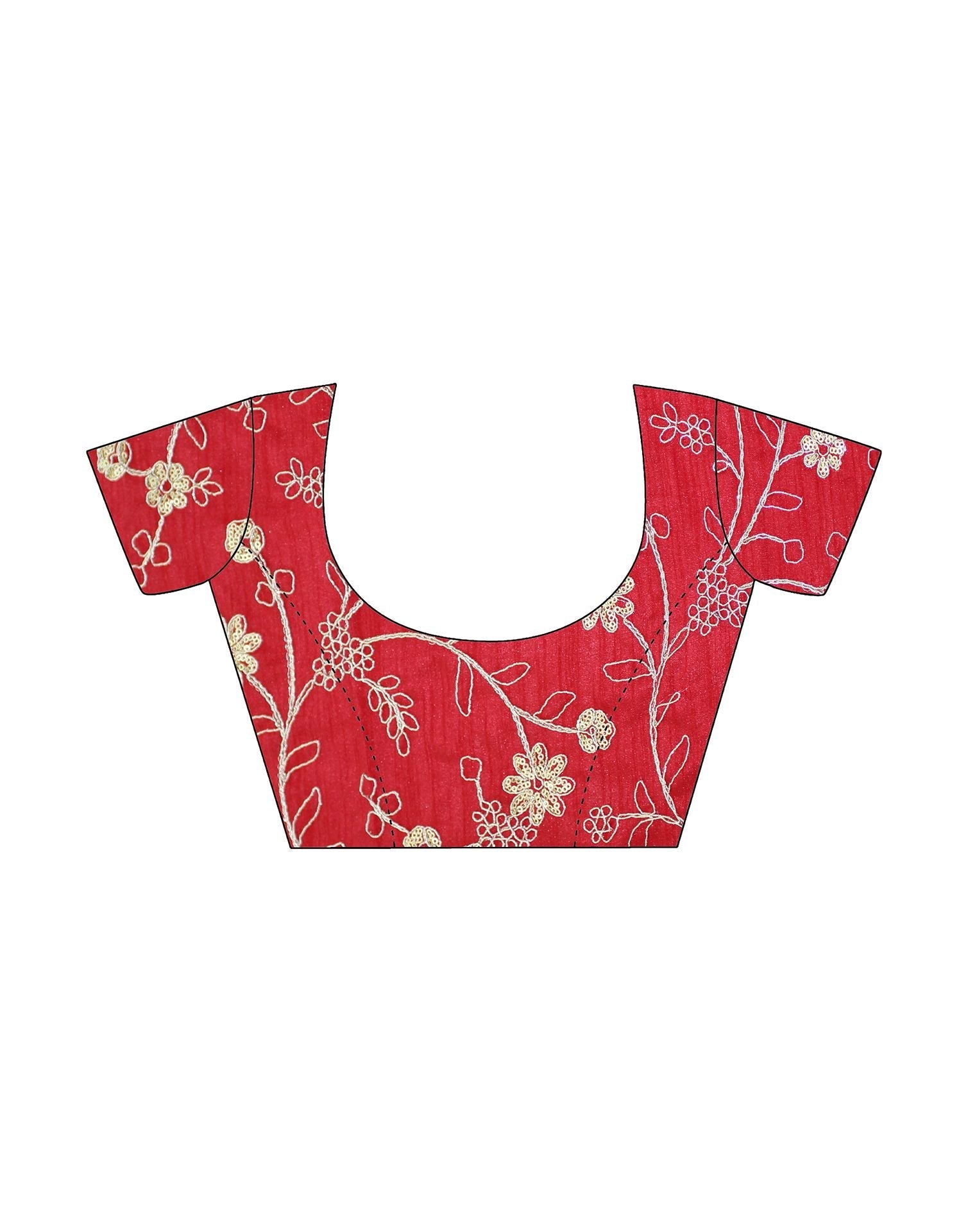 Red Chiffon Foil Printed Bandhani Saree | Leemboodi