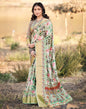 Mint Green Cotton Floral Printed Saree With Tassel | Leemboodi
