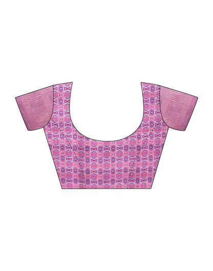 Pink Cotton Floral Printed Saree With Tassel | Leemboodi